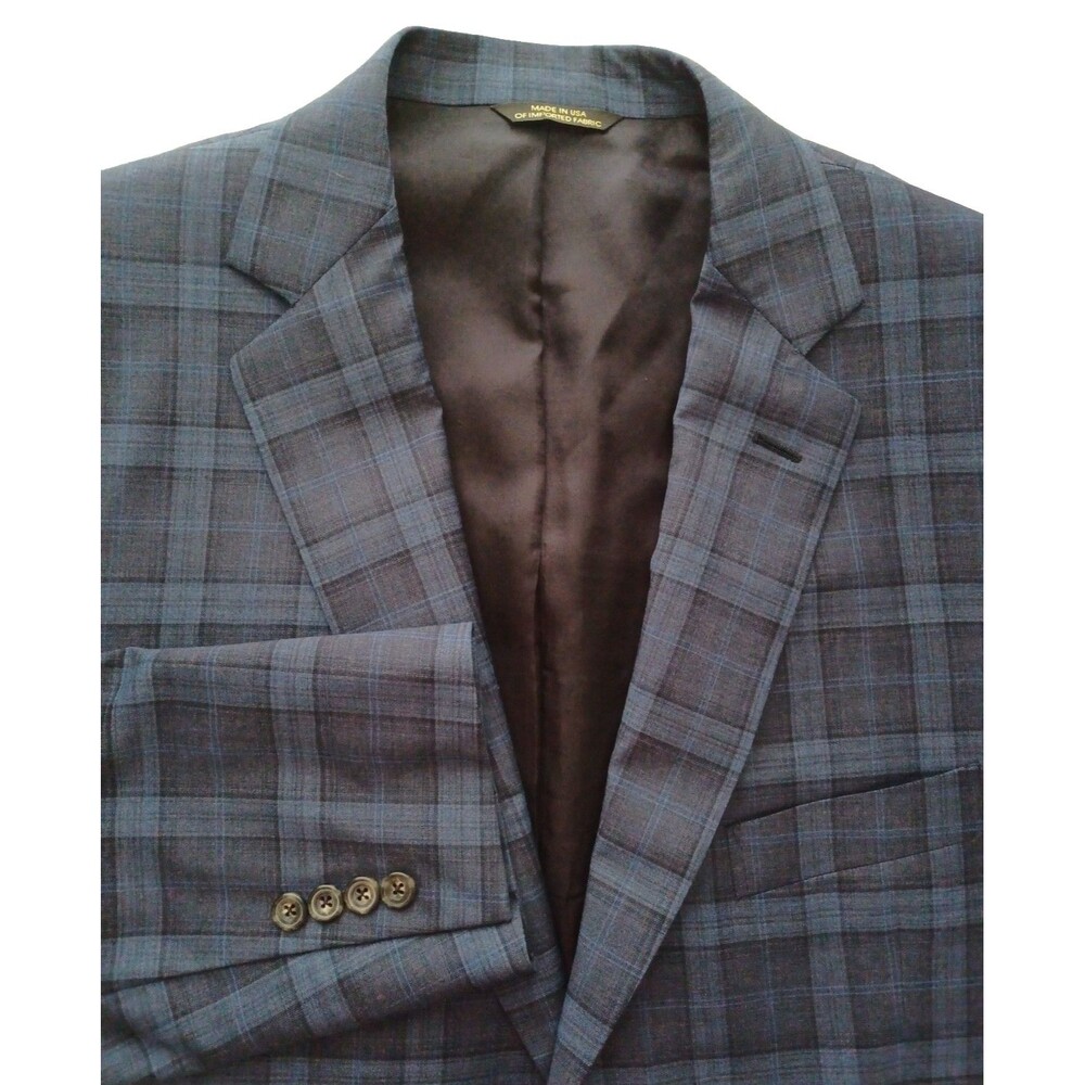 Southwick Clothes Wool Blazer Mens 44R Glen Plaid Windowpane Sport Coat Preppy
